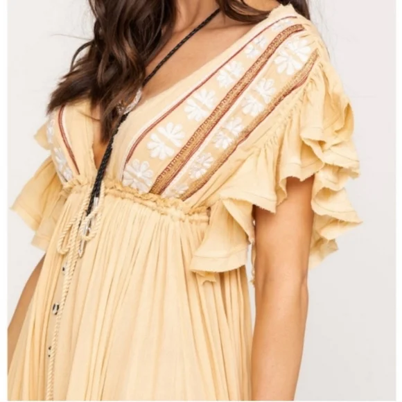 Free People Bali Will Wait For You Dress in Garbanzo Oversized Boho XS - Picture 5 of 16